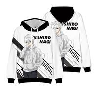 Xinnice Blue Lock - Felpa con cappuccio Bachira Meguru unisex con cappuccio Seishiro Nagi Felpa con cappuccio da uomo e da donna, abbigliamento casual alla moda, Seishiro Nagi, XS