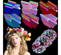 Xinnun 100 fasce per capelli con orecchie di gatto a LED, con fiore, corona luminosa e accessori per capelli che si illuminano al buio