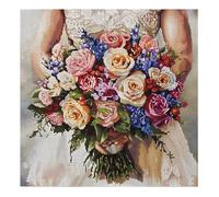 Xinpinzhou Kit Punto Croce Fiori, Schemi Quadri Set Ricamo Punto Croce Kit da Ricamare Principianti Starter Prestampato Stampato Completo Bambini Cross Stitch Embroidery Ricami 40 x 40 cm