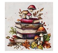 Xinpinzhou Kit Punto Croce Funghi, Schemi Quadri Set Ricamo Punto Croce Kit da Ricamare Principianti Starter Prestampato Stampato Completo Bambini Cross Stitch Embroidery Ricami 30 x 30 cm
