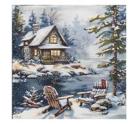 Xinpinzhou Kit Punto Croce Paesaggio Nevoso, Schemi Quadri Set Ricamo Punto Croce Kit da Ricamare Principianti Prestampato Stampato Completo Starter Bambini Cross Stitch Embroidery Ricami 40 x 40 cm