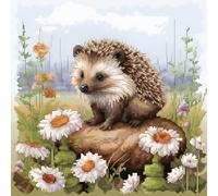 Xinpinzhou Kit Punto Croce Riccio, Schemi Quadri Set Ricamo Punto Croce Kit da Ricamare Principianti Starter Prestampato Stampato Completo Bambini Animale Cross Stitch Embroidery Ricami 36 x 36 cm