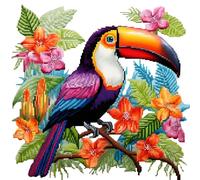 Xinpinzhou Kit Punto Croce Toucan, Schemi Quadri Set Ricamo Punto Croce Kit da Ricamare Principianti Starter Prestampato Stampato Completo Bambini Animali Cross Stitch Embroidery Ricami 30 x 30 cm