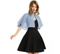 XinQi BUCUXE Scialle da donna in morbido chiffon, coprispalle per abito da sera, matrimonio, bolero, Blu, taglia unica