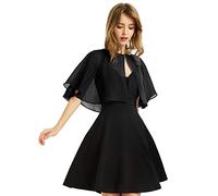 XinQi BUCUXE Scialle da donna in morbido chiffon, coprispalle per abito da sera, matrimonio, bolero, nero, taglia unica