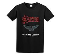 XINRONGYUAN Saxon 'Denim And Leather' Men Simple Tshirt Black L
