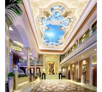 XINRUYI Carta da parati autoadesiva 3D per soffitto, classica carta da parati con angelo nel cielo blu, decorazione per soffitto di soggiorno e camera da letto