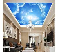 XINRUYI Carta da parati autoadesiva 3D per soffitto, con cielo azzurro, nuvole bianche e sole, ideale per decorare il soffitto di soggiorno e camera da letto