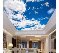 XINRUYI Carta da parati autoadesiva 3D per soffitto, con paesaggio di cielo azzurro, nuvole bianche e gabbiani, ideale per decorare il soffitto di soggiorno e camera da letto