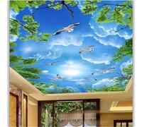 XINRUYI Carta da parati autoadesiva 3D per soffitto, con un bellissimo cielo blu, nuvole bianche e rami d'albero, ideale per decorare il soffitto di soggiorno e camera da letto