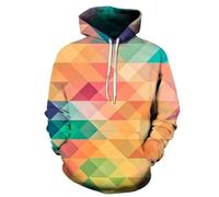 XINRUYI Felpa con Cappuccio con Motivo Arcobaleno sfumato Realizzata con Tecnologia di Stampa 3D Multicolore, Felpa Casual da Uomo e da Donna
