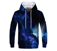 XINRUYI Felpa con Cappuccio Space Galaxy con Stampa 3D Felpa Oversize Vintage da Uomo e da Donna con Maniche Lunghe e Stampa Purple Nebula