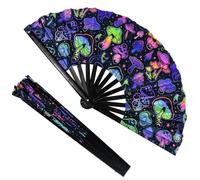 XinSeYuAN Ventilatore pieghevole per rave con luce UV, per Drag Queen, grande clack, per festival, rave UV, per EDM, festival musicali, eventi, feste, danza, spettacoli