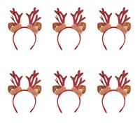 Xinsheinelry 6 adorabili fasce corna peluche a tema natalizio con corna renna, accessori per capelli per la decorazione del festival, clip per capelli stagionale
