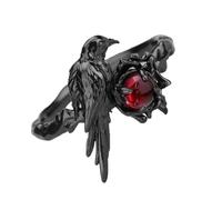 Xinsheinelry Anelli a forma di corvo in lega con pietre preziose rosse, accessori alla moda, accessori per cosplay, gioielli estetici scuri