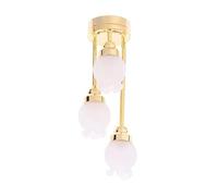 Xinsheinelry Base Gold Baselier in Miniatura Modello Tre Lampada A Soffitto A Testa per 1/12 Bambole in Accessori per Illuminazione del Soggiorno Accessori Bambole Realistiche Luce