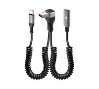 Xinsheinelry Cavo Dati da 480 Mbps e Cavo a Molla Ricarica Rapida da 66 W, Cavo telescopico Angolo 90 Gradi da 35 cm a 150 cm per Cavo sdoppiatore USB Resistente alla Piegatura per Auto per Computer