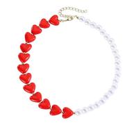 Xinsheinelry Collana alla moda a forma di cuore in resina e perle di perline portatile per le donne cercano design unici accessori romantici regali d'amore di coppia, One Size, come descritto, come
