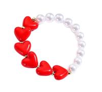 Xinsheinelry Collana alla moda a forma di cuore in resina e perle di perline portatile per le donne cercano design unici accessori romantici regali d'amore di coppia, One Size, come descritto, come