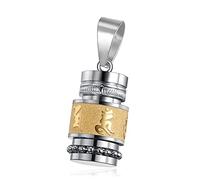 Xinsheinelry Collana con ciondolo a forma di bottiglia, in acciaio inox, con ciondolo a forma di mantra, con mantra, con scritta "Buddhismo" e 6 parole, Acciaio al titanio, Acciaio al titanio
