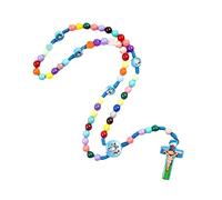 Xinsheinelry Collana con ciondolo a forma di cartone animato, rosario, per bambini, cattolici, ortodossi, religiosi, 4X2cm 8mm 42cm, Acrilico