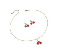 Xinsheinelry Collana con ciondolo a forma frutta in rame dal design alla con orecchini coordinati Set gioielli moderni per feste quotidiane Set gioielli con zirconi Collana con orecchini