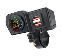 Xinsheinelry Motorcycle Double USB Quick Charging Builts in LCD Temperature Display Universally Compatibility Durability PC Housing Motorcycle USB Fast Charger with Temperature Display
