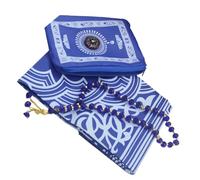 Xinsheinelry Tappetino da preghiera regalo Eid per uomo donna con rilevatore direzione e braccialetti con perline per viaggio in famiglia Tappeto da preghiera Tappeto islamico portatile pieghevole