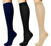 xinshibao 3 paia di calze a compressione, 15-20 mmHg calze a compressione, per uomo e donna, per crossfit, maternità, atletica, da viaggio, infermieri - aumenta la resistenza, pratica e recupero