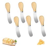 XINTANGXIA 6 Pezzi Spalmatore per Burro Coltelli Spalmatori Di Formaggio in Acciaio Inossidabile con Manico in Legno Coltello da Burro per Marmellata di Pane Cheesecake Gelato