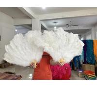 XINTAOSM Piuma di Struzzo, Decorativo, Artigianato Grande ventaglio di Piume di Struzzo Burlesque Matrimonio Halloween Party DanceVentilatori Artigianali Pieghevoli (Color : White, Size : 100cm 2pcs)