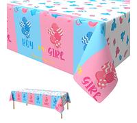 Xinvery Gender Reveal, tovaglia per feste, colore blu, rosa, rettangolare, impermeabile, sottile, in plastica, per la doccia del bambino, anniversario, genere reveal feste, decorazioni, 137 x 274 cm