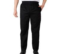 Xinwcang Pantaloni da Cuoco, Pantaloni da Chef Lavoro Worker Divise per la Cucina Ristorante in Vita Elastica - Nero| Elastico Completo,4XL