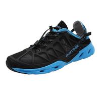 XINXINIO Coppia di scarpe per sport acquatici | Mesh traspirante con drenaggio | Suola flessibile per escursioni e spiaggia, nero/blu, 42 EU