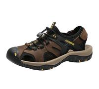 XINXINIO Scarpe da acqua da uomo | Sandali chiusi da spiaggia con fodera in rete traspirante e suola antiscivolo per mare, passeggiate, marrone scuro., 39 EU