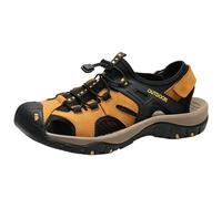 XINXINIO Scarpe da acqua da uomo | Sandali chiusi da spiaggia con fodera in rete traspirante e suola antiscivolo per mare, passeggiate, Giallo marrone., 40 EU