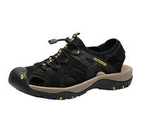 XINXINIO Scarpe da acqua da uomo | Sandali chiusi da spiaggia con fodera in rete traspirante e suola antiscivolo per mare, passeggiate, Nero , 45 EU