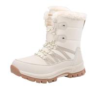 XINXINIO Stivaletti invernali da donna | Stivali con lacci imbottiti con fodera in peluche e suola profilata per la città e le attività all'aperto leggere, beige., 42 EU