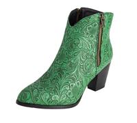 XINXINIO Stivali invernali da donna con motivo in rilievo, tacco a blocco, 5,5 cm, foderato e suola antiscivolo, comodi per tutti i giorni e le giornate fredde, verde, 50 EU