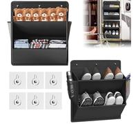 Xinxinphi 2 Pcs Scarpiera Appendere Alla Parete con Nastro Adesivo, Organizer Scarpe Porta Tasche Grandi Profonde, Accessori Camper Salvaspazio Spaziale, Scaffale per Spazi Ristretti e Armadi (Nero)