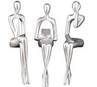 XINXUAN, Statue decorative per la casa, per libreria moderna e decorazione da scrivania, set da 3 pezzi, colore argento