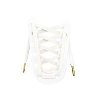XINXWEN Lacci piatti in pelle PU oro argento punta in metallo 1 paio | Il design piatto rimane saldamente legato for tutto il giorno