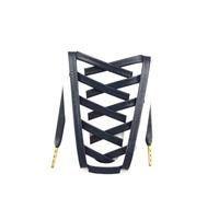 XINXWEN Lacci piatti in pelle PU oro argento punta in metallo 1 paio | Il design piatto rimane saldamente legato for tutto il giorno