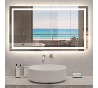 Xinyang - Specchio da bagno a LED, 100 x 80 cm, anti-appannamento, reversibile, IP44, touch control, con illuminazione brillante, per trucco e toelettatura