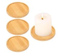XinYangMao 4 Pezzi Sottobicchieri in bambù, Rotondi 12cm - Tondi Legno Naturali per Birra, Vino, Casa e Bar - Idee Regalo, Portacandele e Sottovaso per Piante