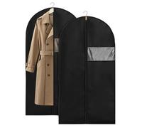 XinYangMao Copriabiti Antipolvere 2 Pezzi con Finestra Trasparente e Cerniera - Custodia Protettiva per Abiti da Cerimonia, Cappotti e Camicie - Tessuto Impermeabile, 60 x 120 cm (Nero)