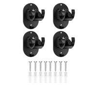 XinYangMao Supporto per Tende Senza Bucare la Parete - 4 Pezzi Ganci Autoadesivi Forti con Viti, Regolabile per Tende a Bastone, Ideale per Affittuari - Cucina Bagno Camera - Nero