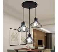 XINYANSEE® 3-Testa Industriale Vintage Lampada a Sospensione, Lampadario Altezza Regolabile, E27 Nero Lampada Pendente per Cucina Soggiorno Corridoio Camera da Letto Bar Caffè Ristorante Salone