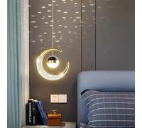 XINYASEE Lampada a Sospensione LED Forma di Luna Moderna, Plafoniera Fata, Lampada Luna e Stelle, Camera da Letto, Oro(Caldo), 20x20x120 cm