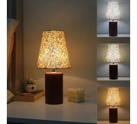 XINYASEE Lampada da comodino in legno massello, lampada da tavolo con paralume floreale - E27 con paralume a gabbia, lampada da soggiorno retrò Edison (senza lampadina) (B)